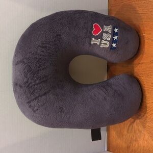 Unbranded I Love the USA Blue/Gray Travel Pillow